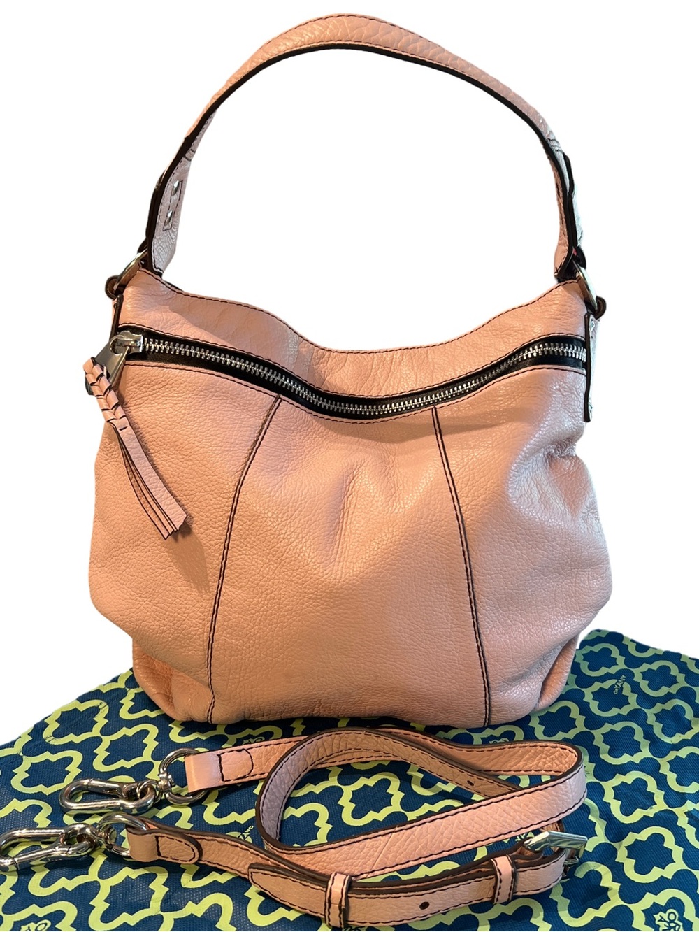 OrYANY Soft Pebbled Leather Shoulder Crossbody Strap Hobo Bag in Blush Pink